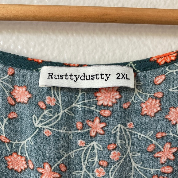 Rusttydustty Ditzy Floral cottagecore flutter Sleeve tiered Maxi Dress Boho 2XL - Picture 9 of 11